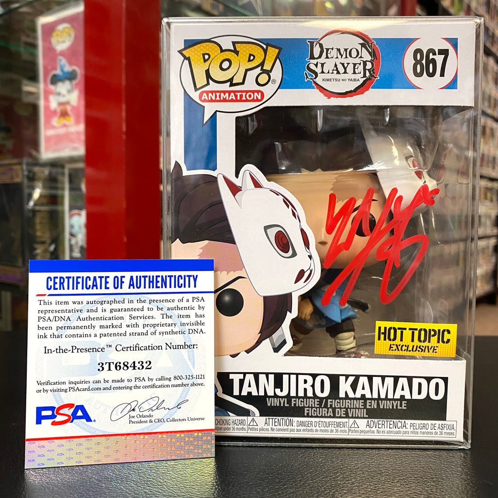POP! Demon Slayer - Tanjiro with Mask Hot Topic Exclusive - SIGNED by Zach Aguilar (PSA Certified)