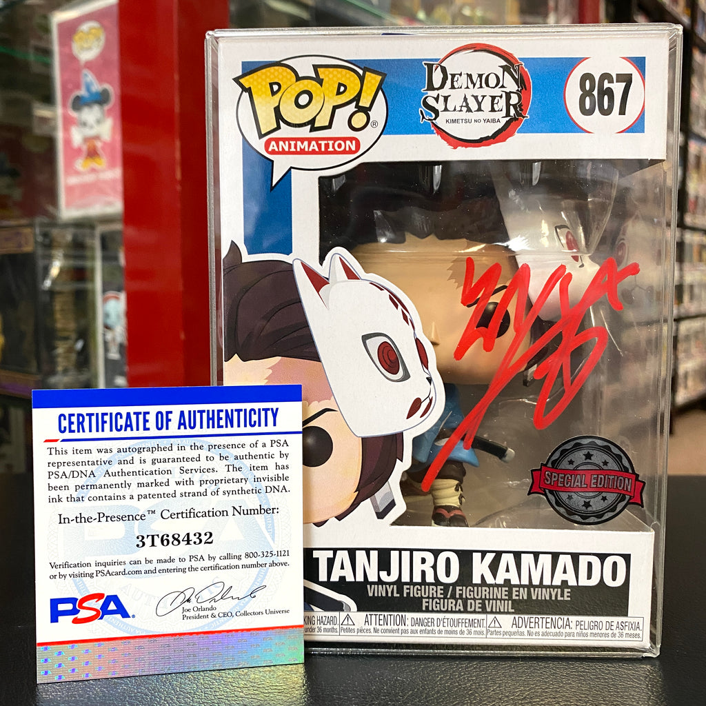 POP! Demon Slayer - Tanjiro with Mask Special Edition Exclusive - SIGNED by Zach Aguilar (PSA Certified)