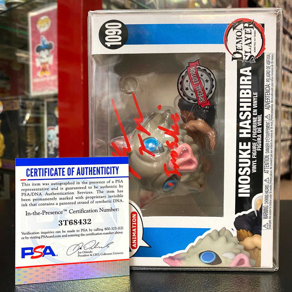POP! Demon Slayer - Inosuke Hashibira Lounging Special Edition Exclusive - SIGNED by Bryce Papenbrook (PSA Certified)
