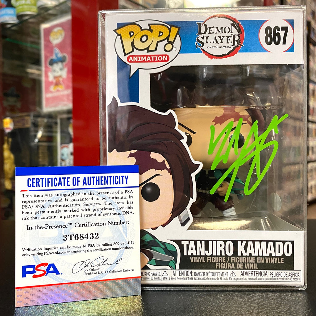 POP! Demon Slayer - Tanjiro Kamado Common - SIGNED by Zach Aguilar (PSA Certified)
