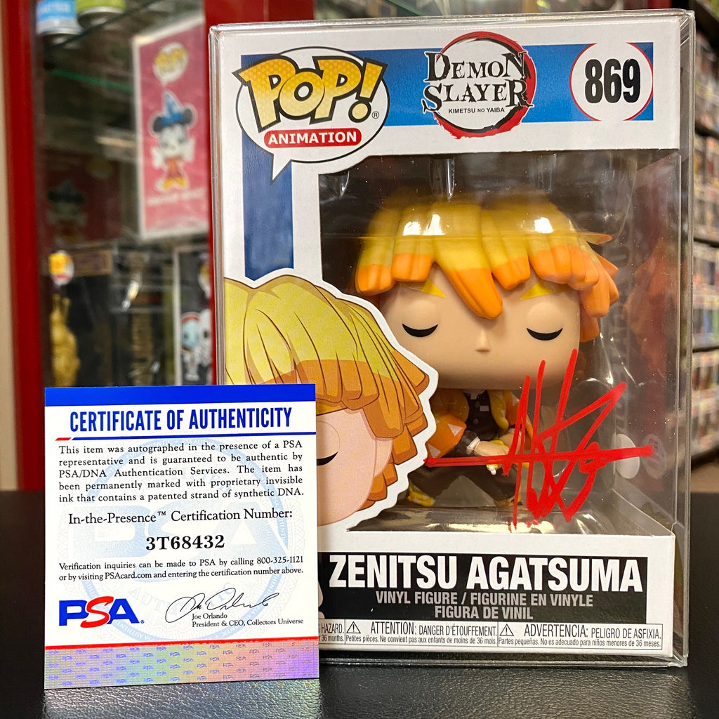 POP! Demon Slayer - Zenitsu Agatsuma Common - SIGNED by Aleks Le (PSA Certified)