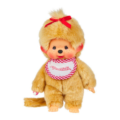 Sekiguchi Monchhichi - Classic Beige Girl with Red White Bib 8"