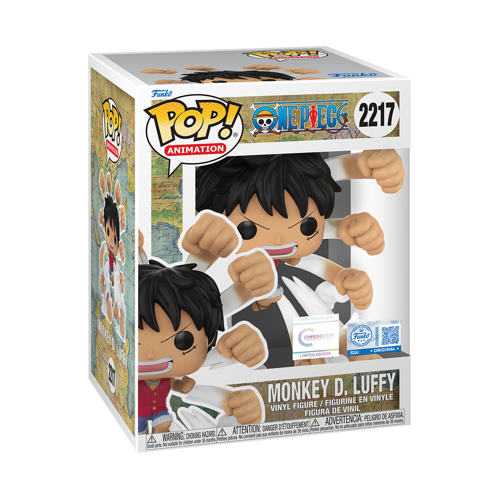 Pre-Order: Funko Pop! Premium Chrono Toys Exclusive: One Piece Monkey D. Luffy Gum Gum Gatling (PRE-RELEASE STICKER)