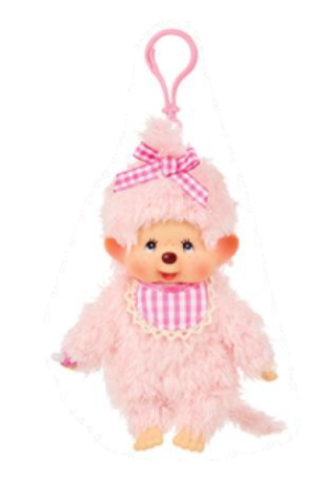 Sekiguchi Monchhichi -  Fluffy Pink Beige Keychain 5.5"