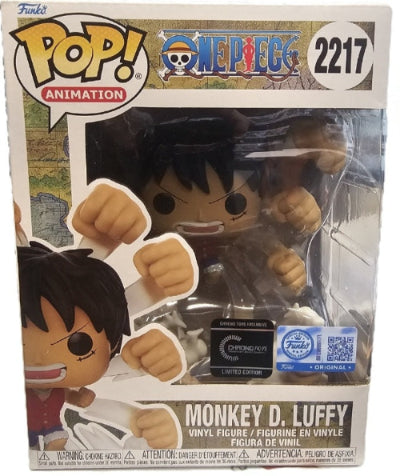 Funko Pop! Premium Chrono Toys Exclusive: One Piece Monkey D. Luffy Gum Gum Gatling (Official STICKER)