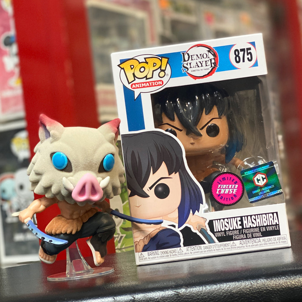 POP! Demon Slayer - Inosuke Hashibira Flocked 1:6 Chance For Chase - Chalice Collectibles Exclusive