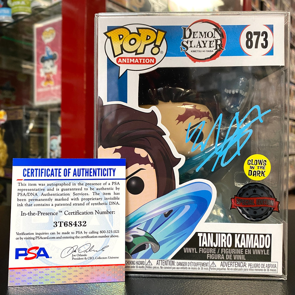 POP! Demon Slayer - Tanjiro Kamado Water Dragon Glows Special Edition Exclusive - SIGNED by Zach Aguilar (PSA Certified)