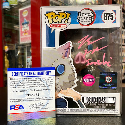 POP! Demon Slayer - Inosuke Hashibira Flocked Chalice Exclusive - SIGNED by Bryce Papenbrook (PSA Certified)