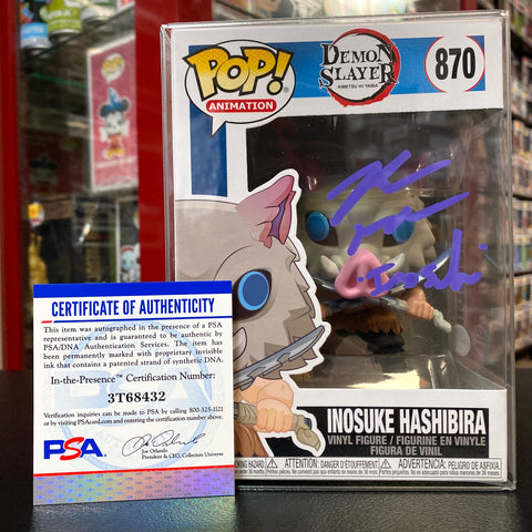 POP! Demon Slayer - Inosuke Hashibira Common - SIGNED by Bryce Papenbrook (PSA Certified)